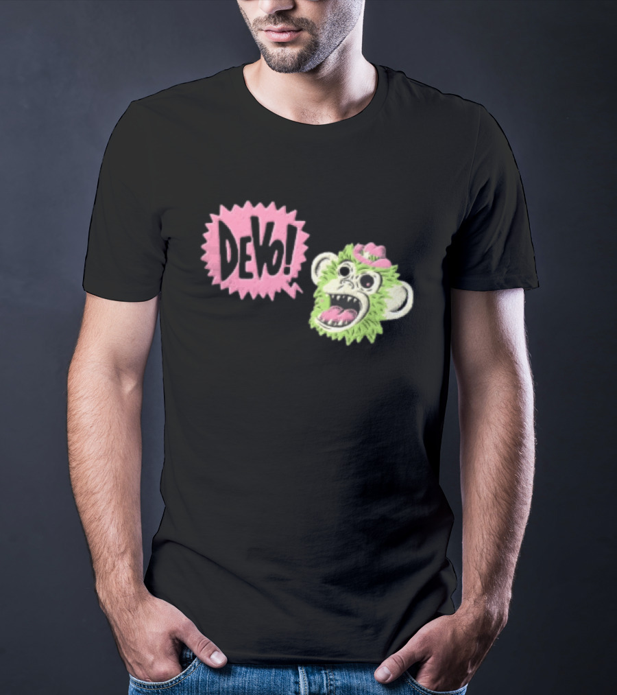 Devo Green Monkey Pink Hat T-Shirt