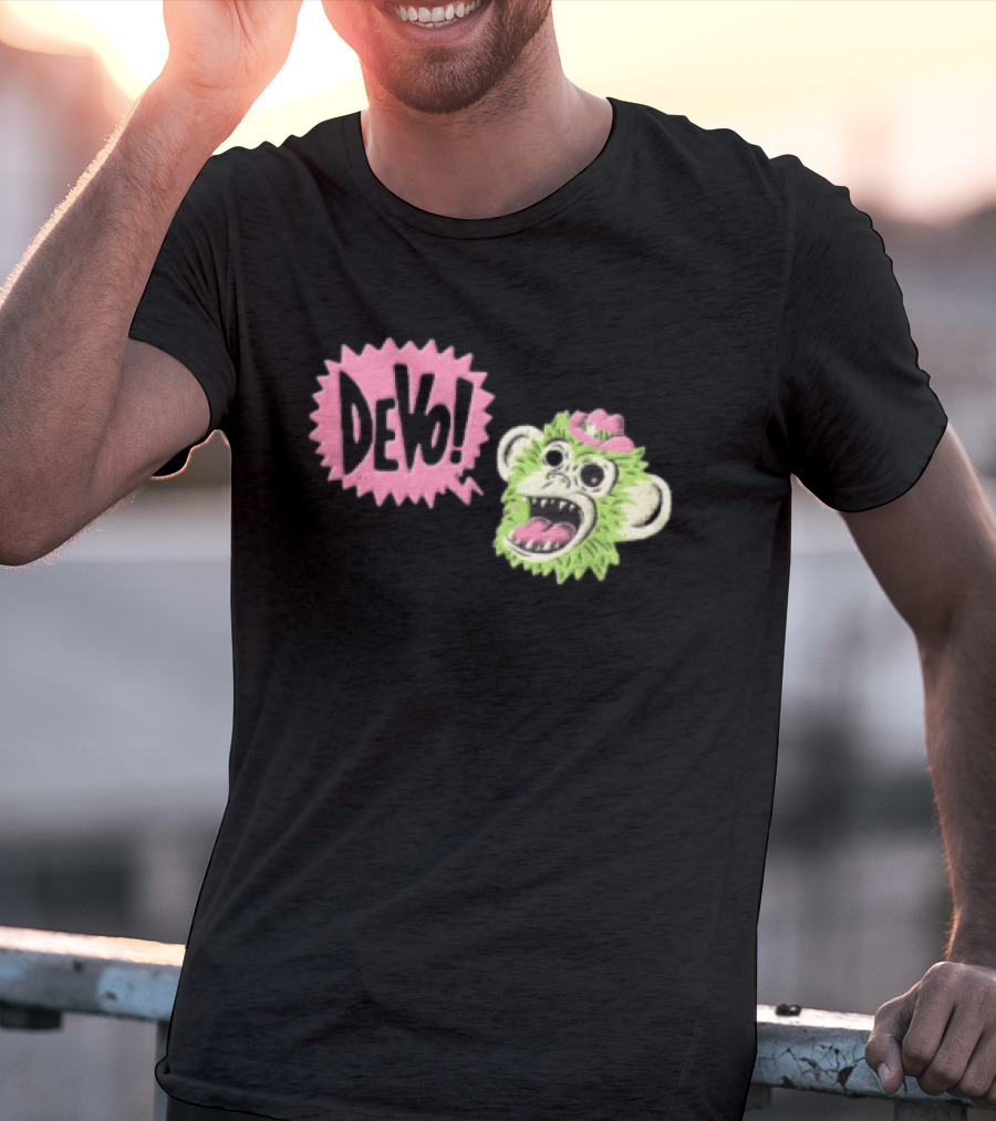 Devo Green Monkey Pink Hat T-Shirt