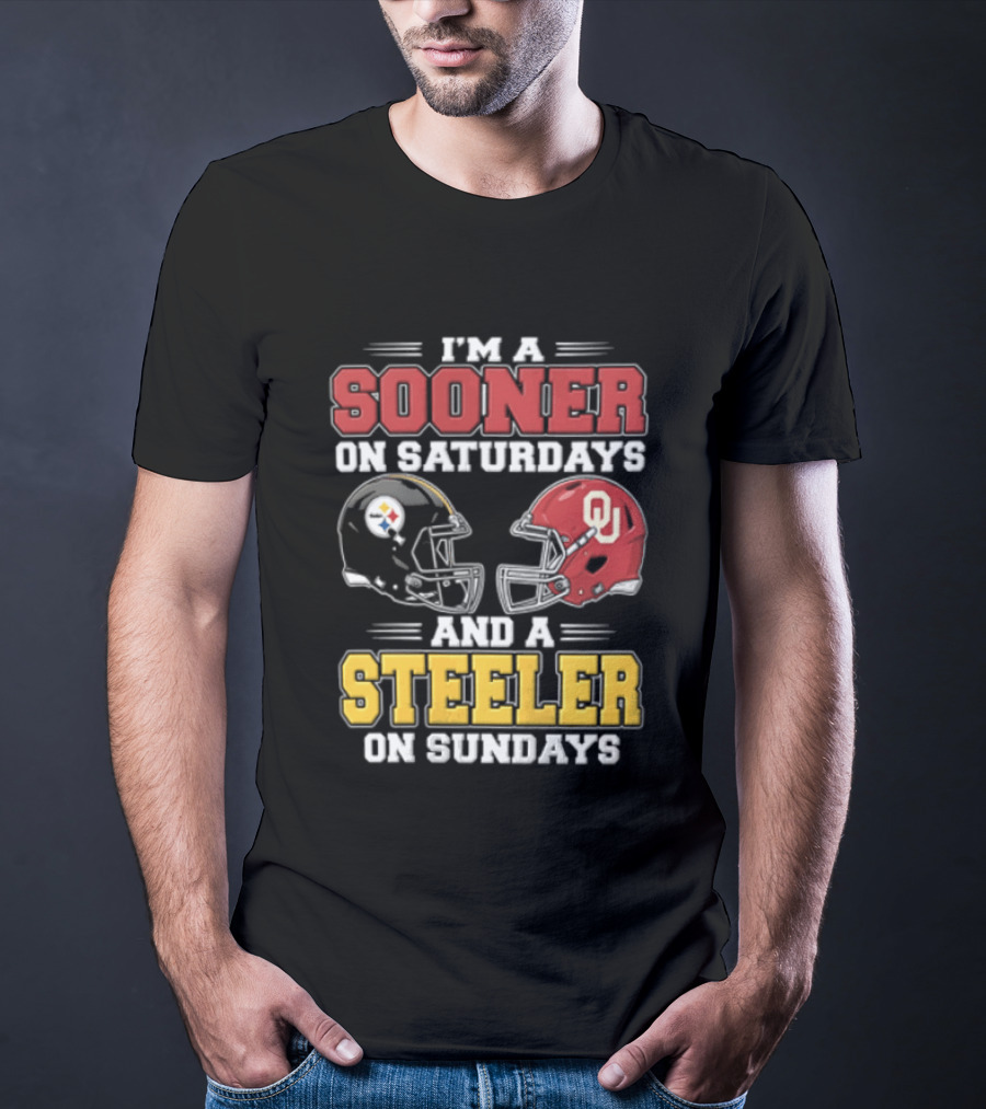 I'm A Sooner On Saturdays And A Steeler On Sundays OU And Pittsburgh Football Fan T-Shirt