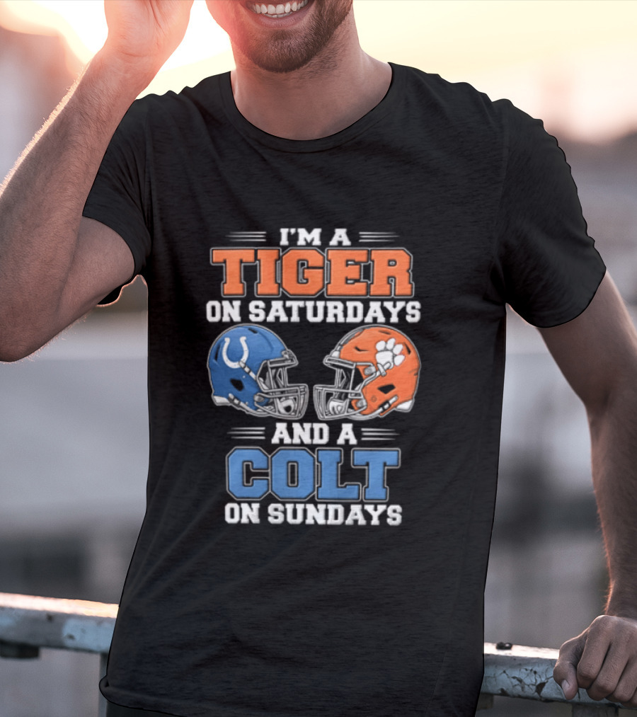 I'm A Tiger On Saturdays And A Colt On Sundays Helmet Football Rivalry T-Shirt