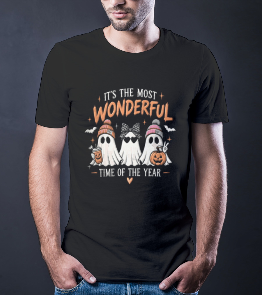 It's The Most Wonderful Time Of The Year Ghost Pumpkin Coffee Halloween T-Shirt