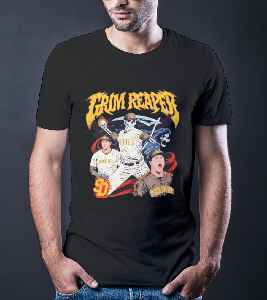 Grim Reaper Padres San Diego Baseball SD T-Shirt