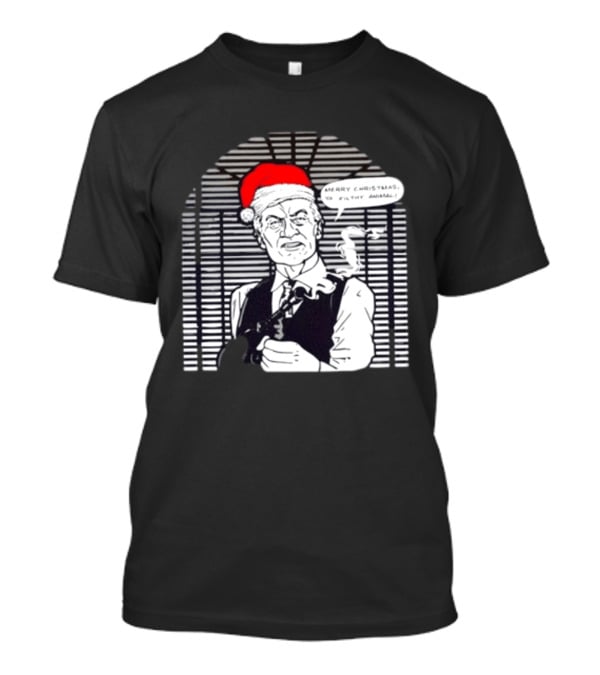 Joe Pesci Merry Christmas Ya Filthy Animal Home Alone Christmas Hat Smoking Gun Scene T-Shirt