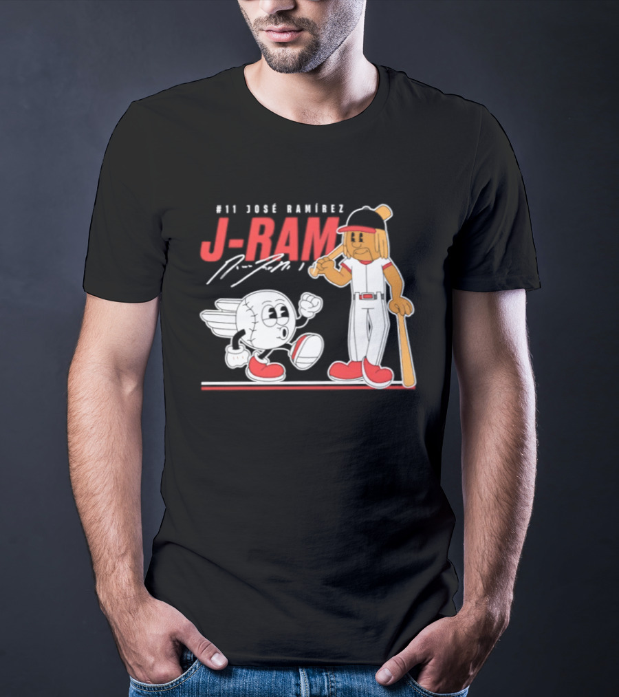 J Ram José Ramírez Number 11 Cleveland Guardians Baseball Cartoon Characters T-Shirt