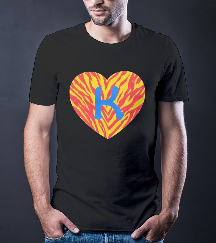 Kansas City Royals Heart Tiger Stripes MLB Baseball T-Shirt