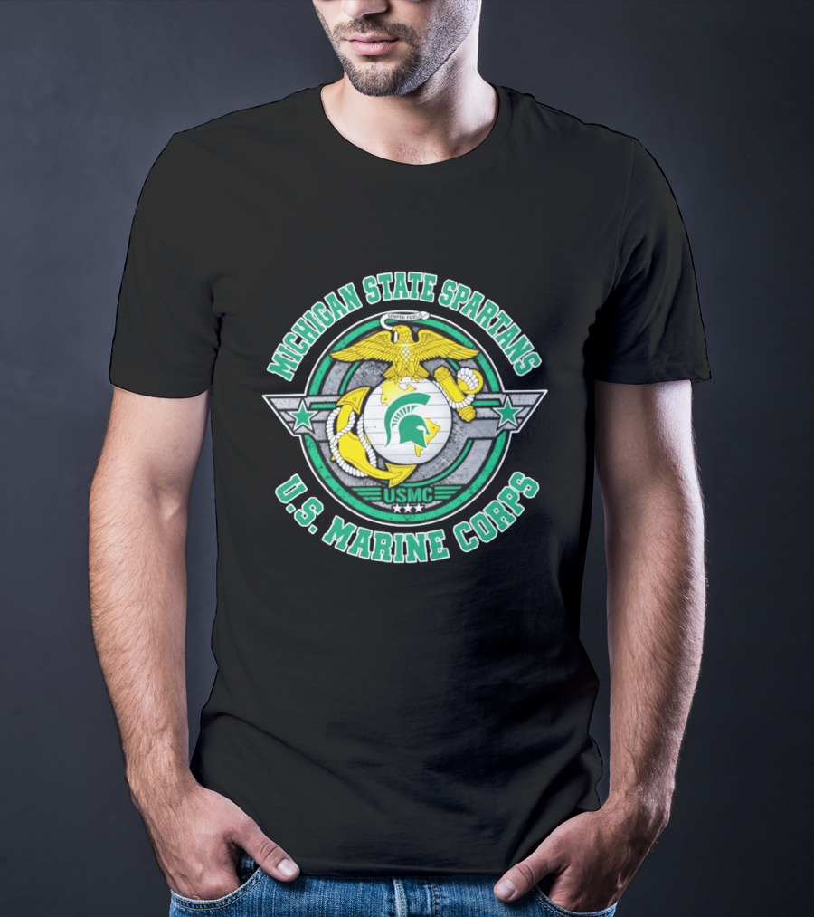 Michigan State Spartans US Marine Corps USMC Semper Fidelis Eagle Globe Anchor T-Shirt