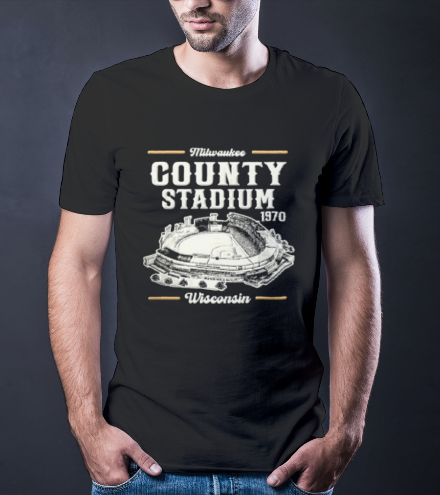 Milwaukee County Stadium 1970 Wisconsin Baseball Stadium T-Shirt