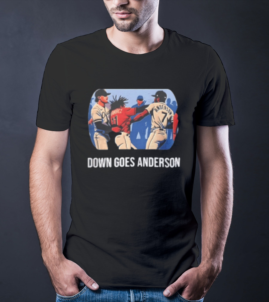 MLB Jose Ramirez Vs Tim Anderson Down Goes Anderson Baseball Fight T-Shirt