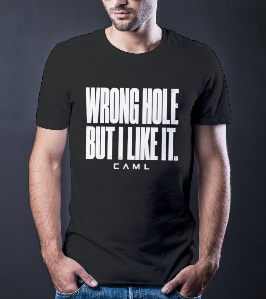 Wrong Hole But I Like It Distressed Sarcastic Saying CAML T-Shirt