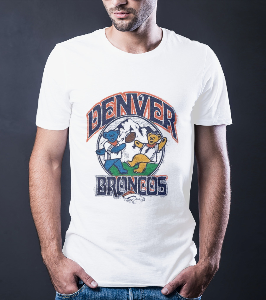 Denver Broncos Grateful Dead Dancing Bears Football T-Shirt