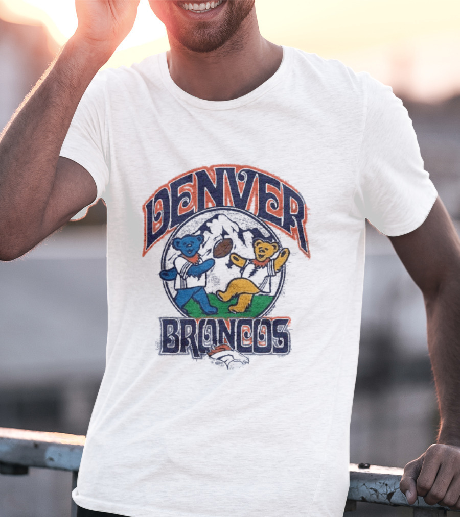 Denver Broncos Grateful Dead Dancing Bears Football T-Shirt
