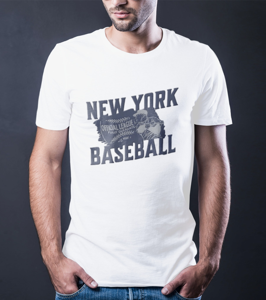 New York Baseball Official League Player Swinging Bat T-Shirt