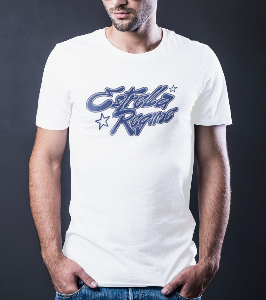 Estrella Regime Blue Cursive Script Star Streetwear Fashion T-Shirt