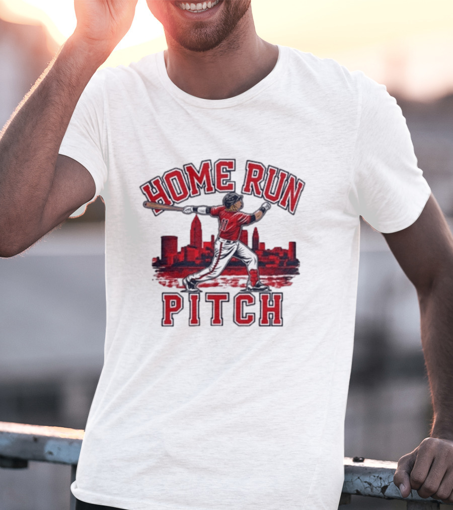 Home Run Pitch City Batter Red Skyline Sports T-Shirt