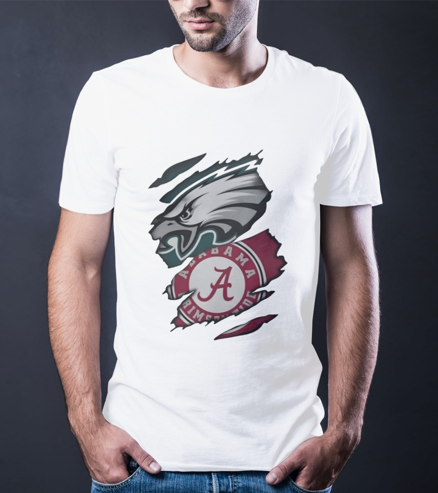 Philadelphia Eagles Alabama Crimson Tide Distressed Fan Gear T-Shirt