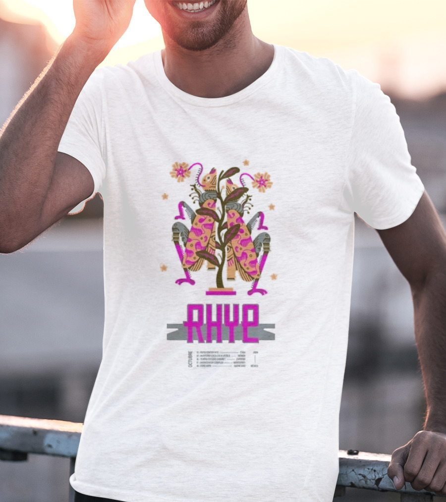 Rhye X Chepeshepe Mexico Tour 2026 Vibrant Floral And Creature Motif T-Shirt