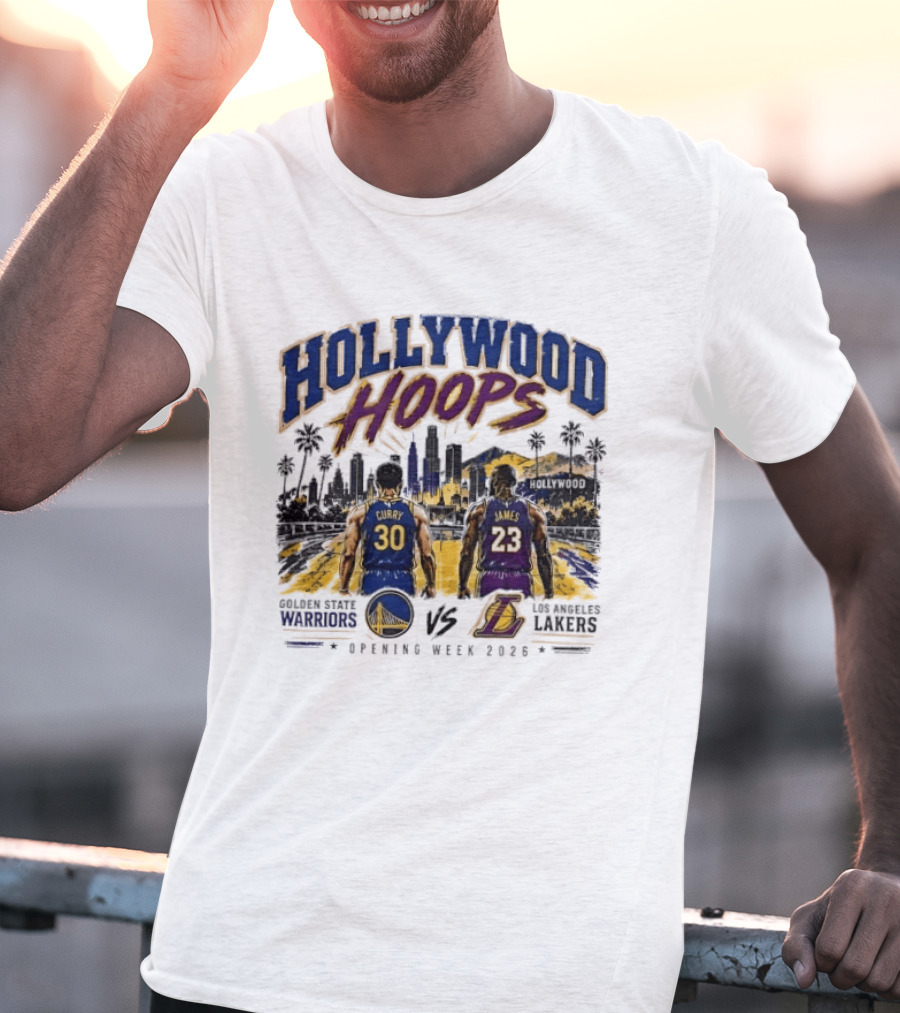 Hollywood Hoops Golden State Warriors Vs Los Angeles Lakers Opening Week 2023 Curry 30 James 23 T-Shirt