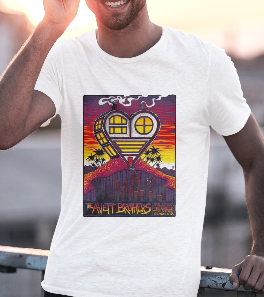 The Avett Brothers Heart Shaped House Greek Theater Los Angeles CA April 12 2025 T-Shirt