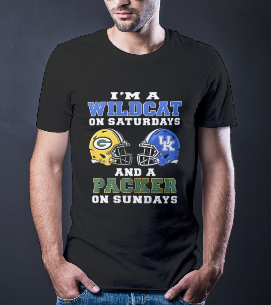 Wildcat Saturdays Packer Sundays Football Fans Kentucky Wisconsin T-Shirt
