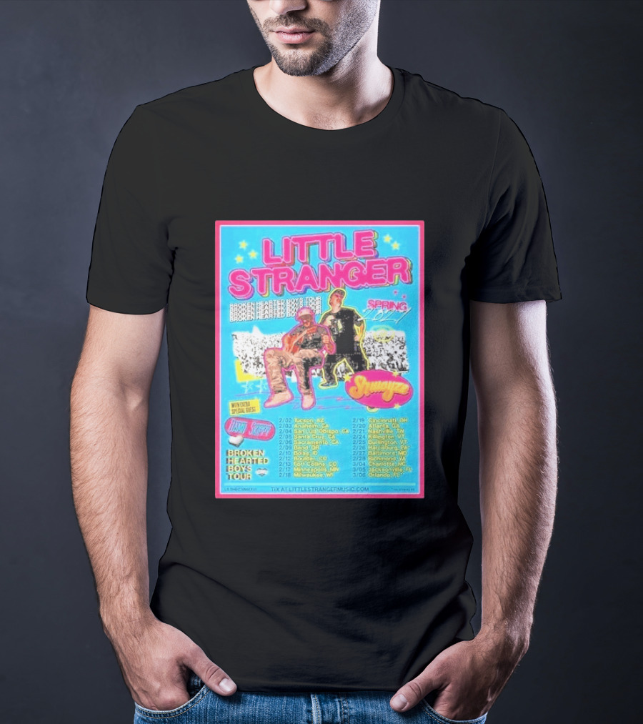 Little Stranger Broken Hearted Boys Spring 2027 Tour Cities List Tucson To Orlando T-Shirt
