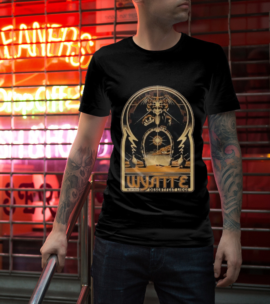 Wyatt E. Band Desertfest Belgium 2026 Liege October 16 Fantasy Dragon Portal Art Deco T-Shirt