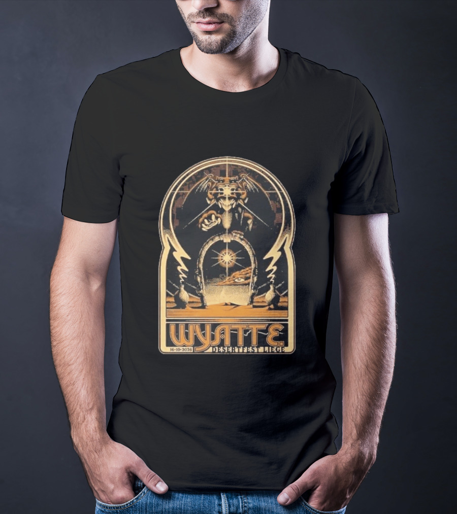 Wyatt E. Band Desertfest Belgium 2026 Liege October 16 Fantasy Dragon Portal Art Deco T-Shirt