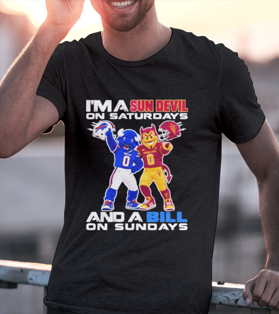 Arizona State Sun Devil Saturdays Buffalo Bills Sundays NFL College Football Fan T-Shirt