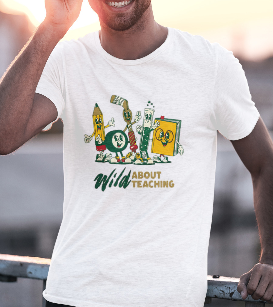 Wild About Teaching Pencil Crayon Book Test Tube Cartoons T-Shirt