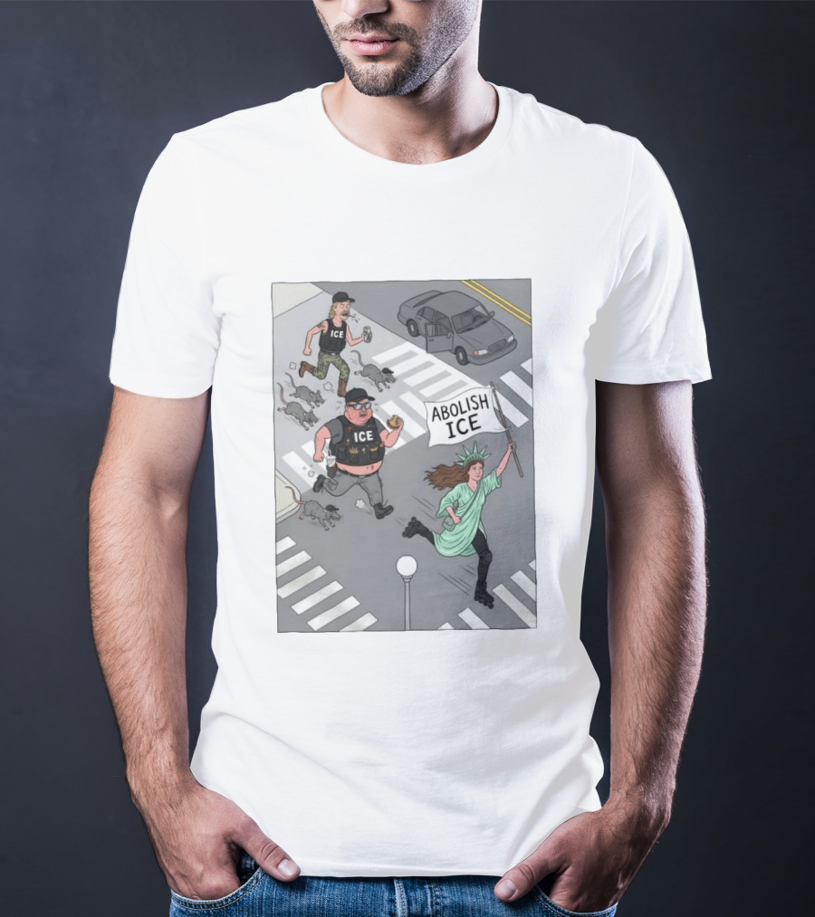 Abolish ICE Political Cartoon With Lady Liberty Protest T-Shirt