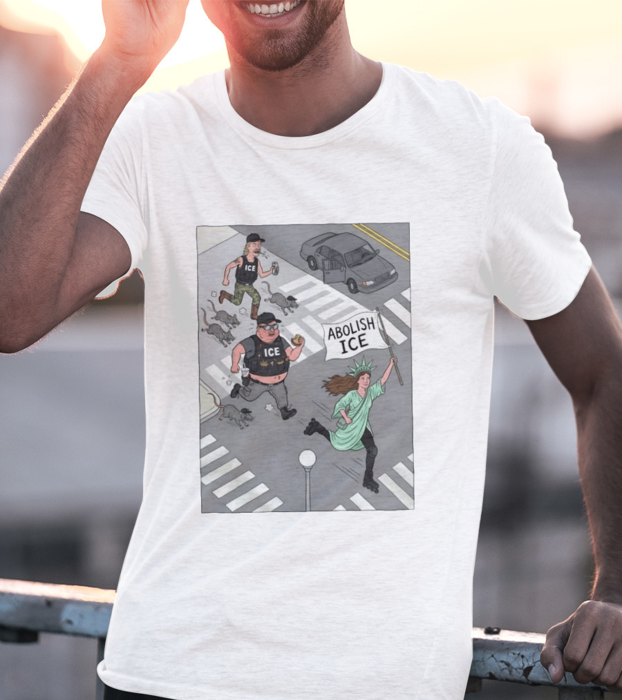 Abolish ICE Political Cartoon With Lady Liberty Protest T-Shirt
