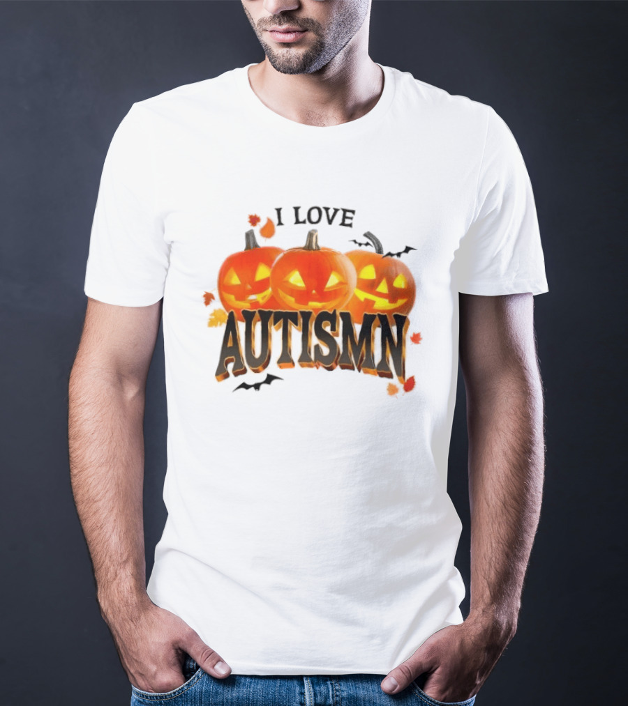 I Love Autismn Pumpkin Halloween Awareness T-Shirt