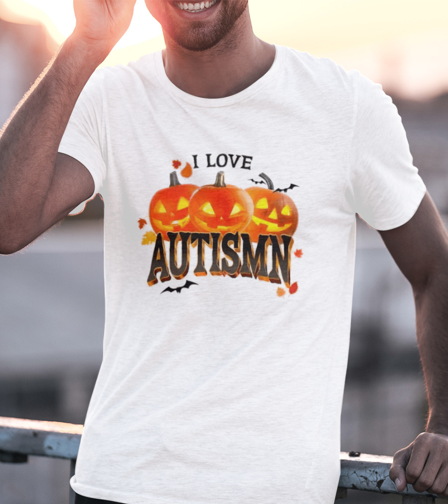 I Love Autismn Pumpkin Halloween Awareness T-Shirt
