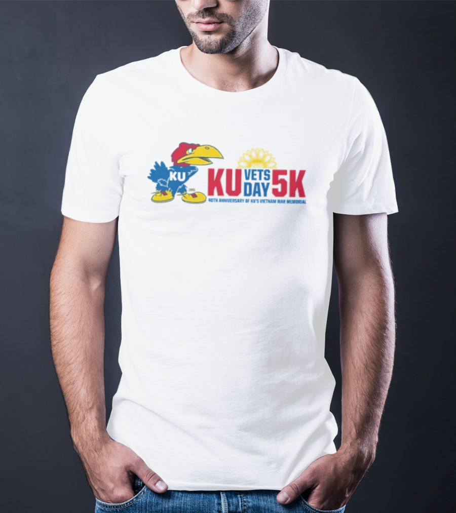 KU Vets Day 5K 40th Anniversary Of KU Vietnam War Memorial With Jayhawk Kansas T-Shirt