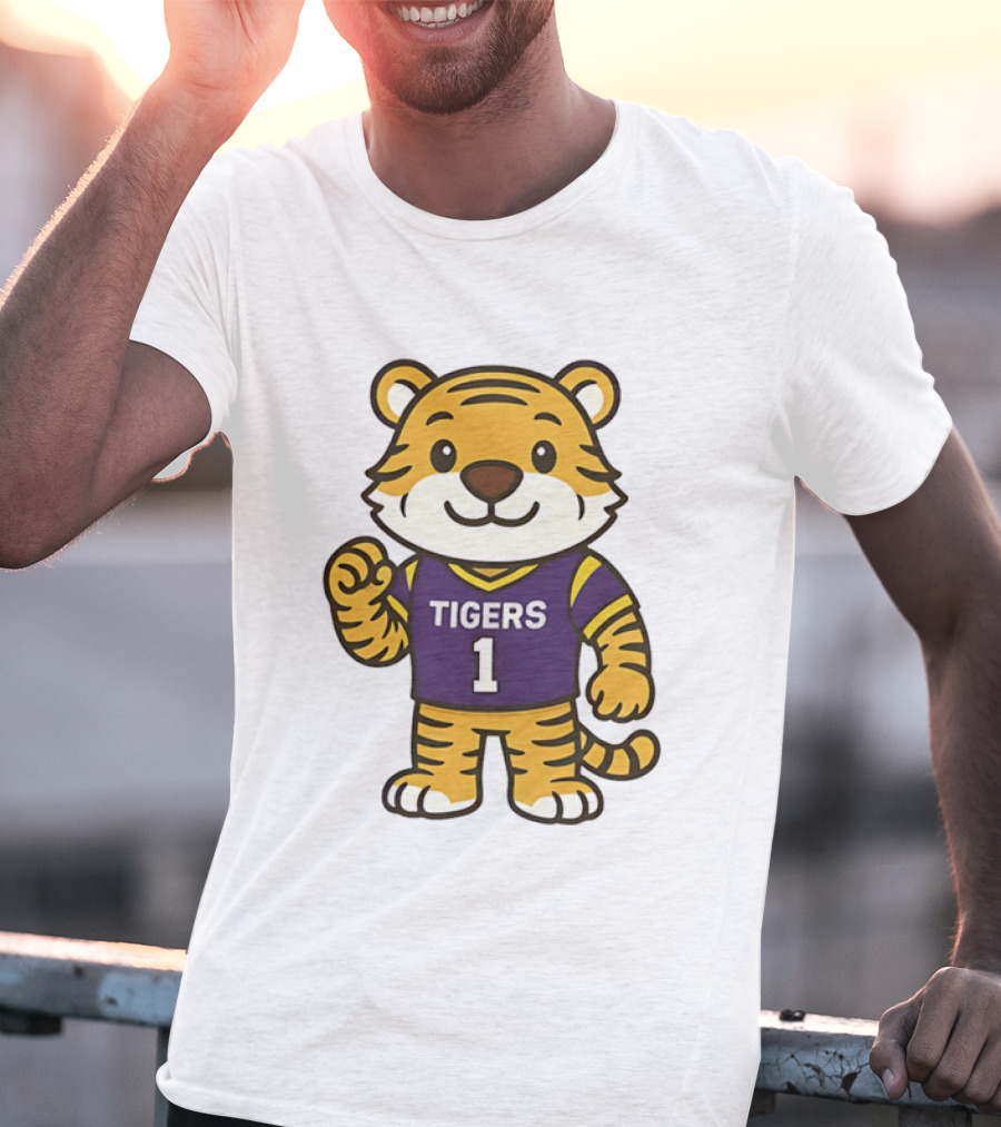 LSU Tigers Mike The Tiger Chibi Cartoon Louisiana Football Team T-Shirt