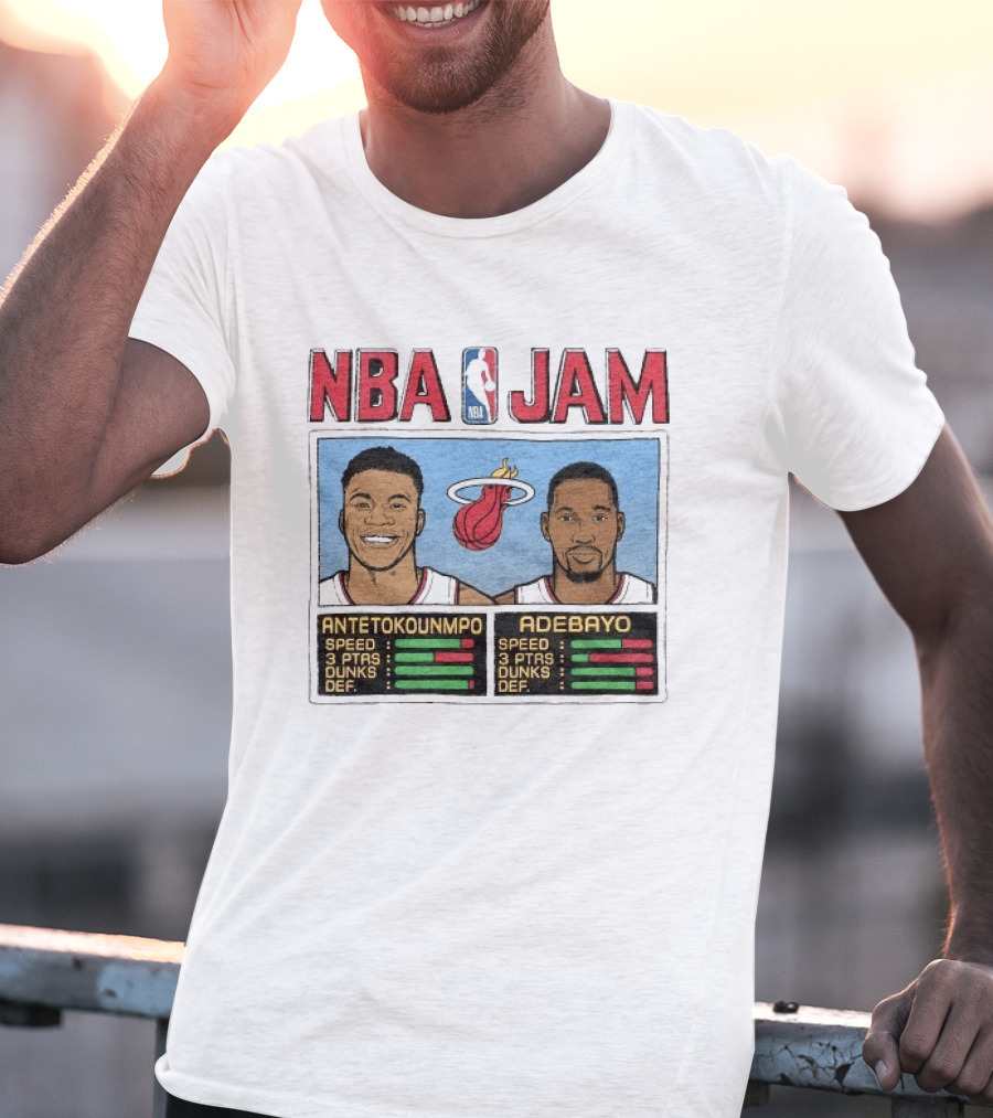 NBA Jam Miami Heat Antetokounmpo Adebayo Speed Dunks DEF T-Shirt