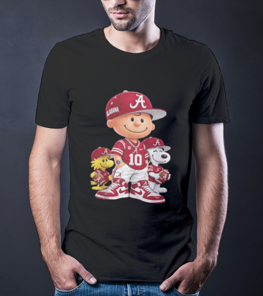 Alabama Crimson Tide Charlie Brown Snoopy Woodstock Football NCAA T-Shirt