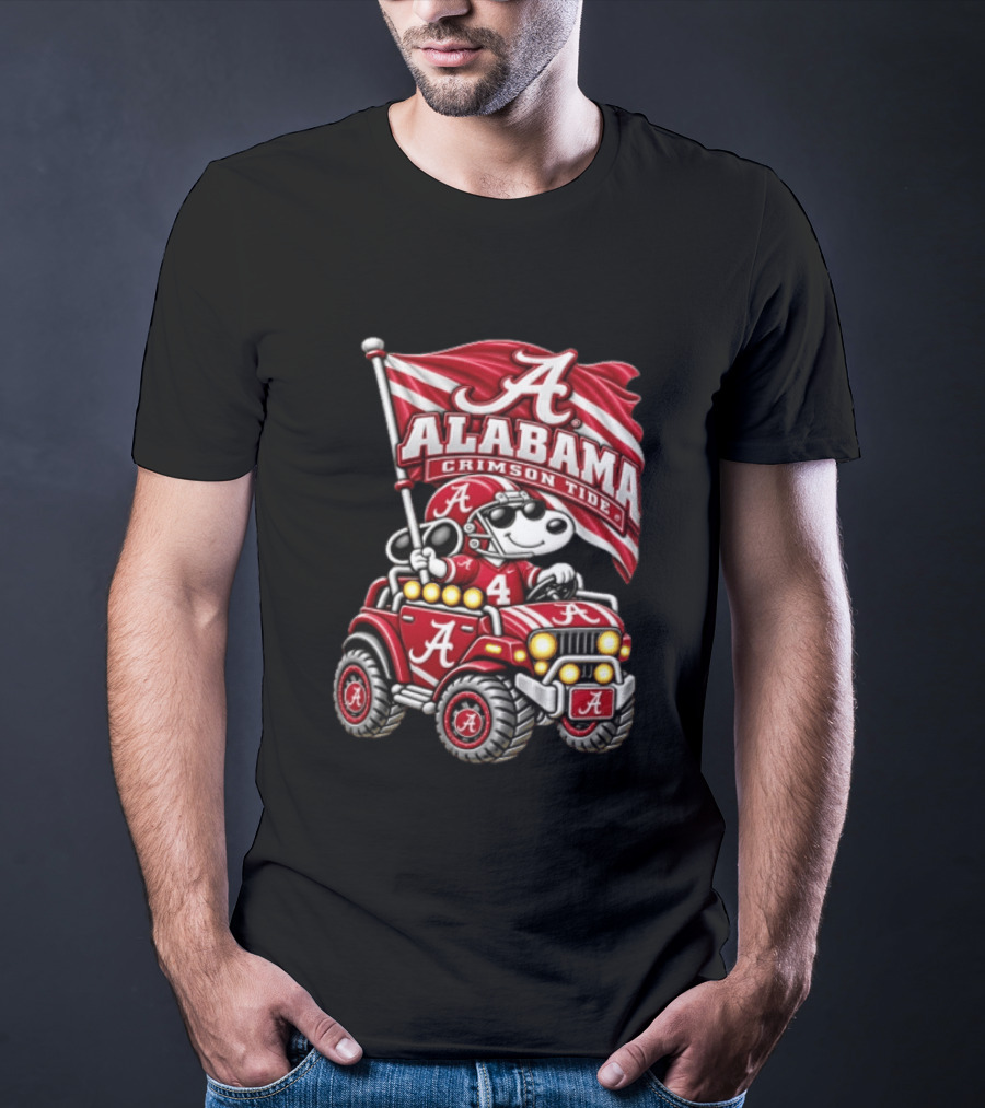 Alabama Crimson Tide NCAA Football Snoopy Driving Offroad Vehicle T-Shirt