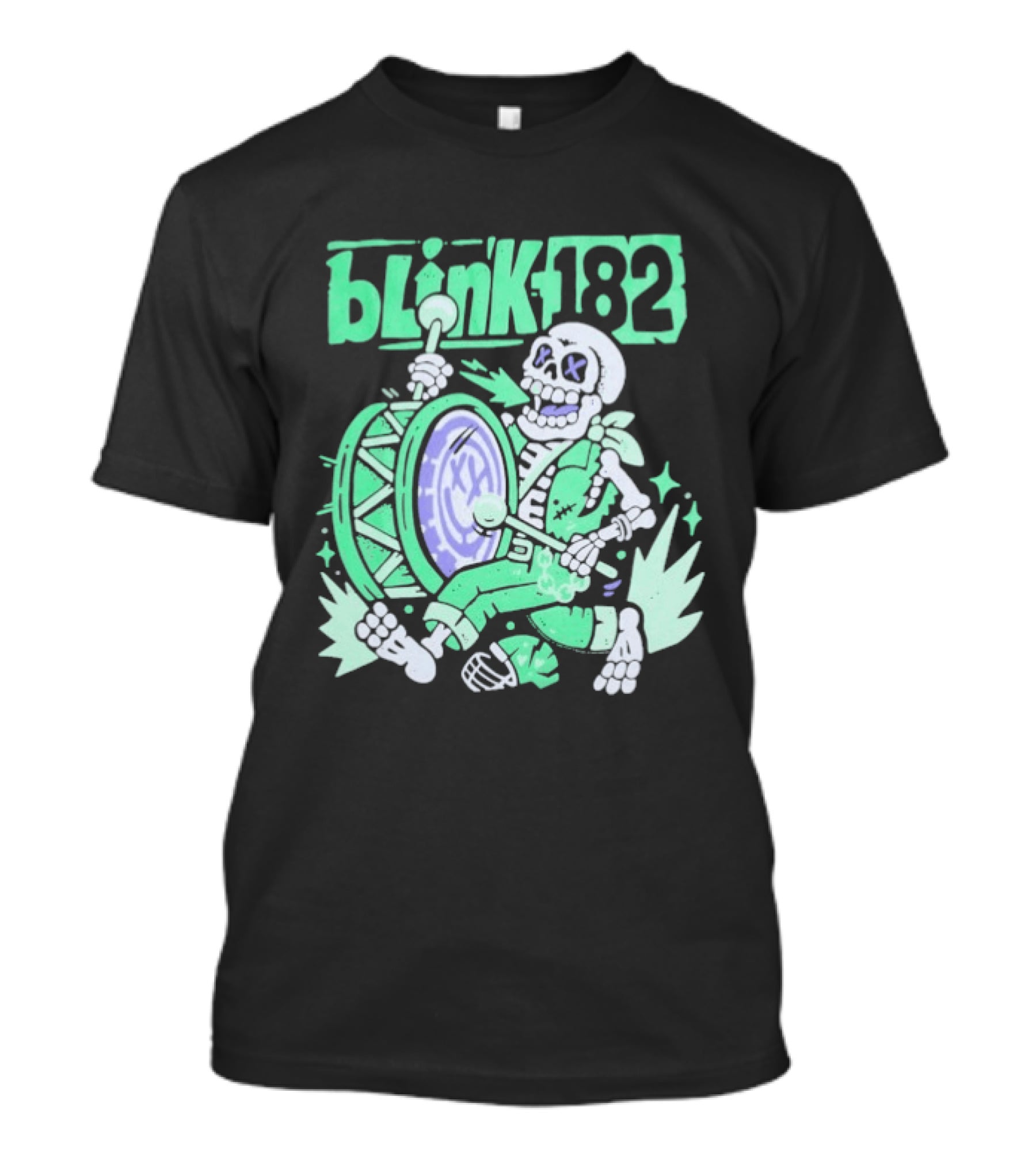 Blink 182 Skeleton Drum Art With Playful Percussion T-Shirt
