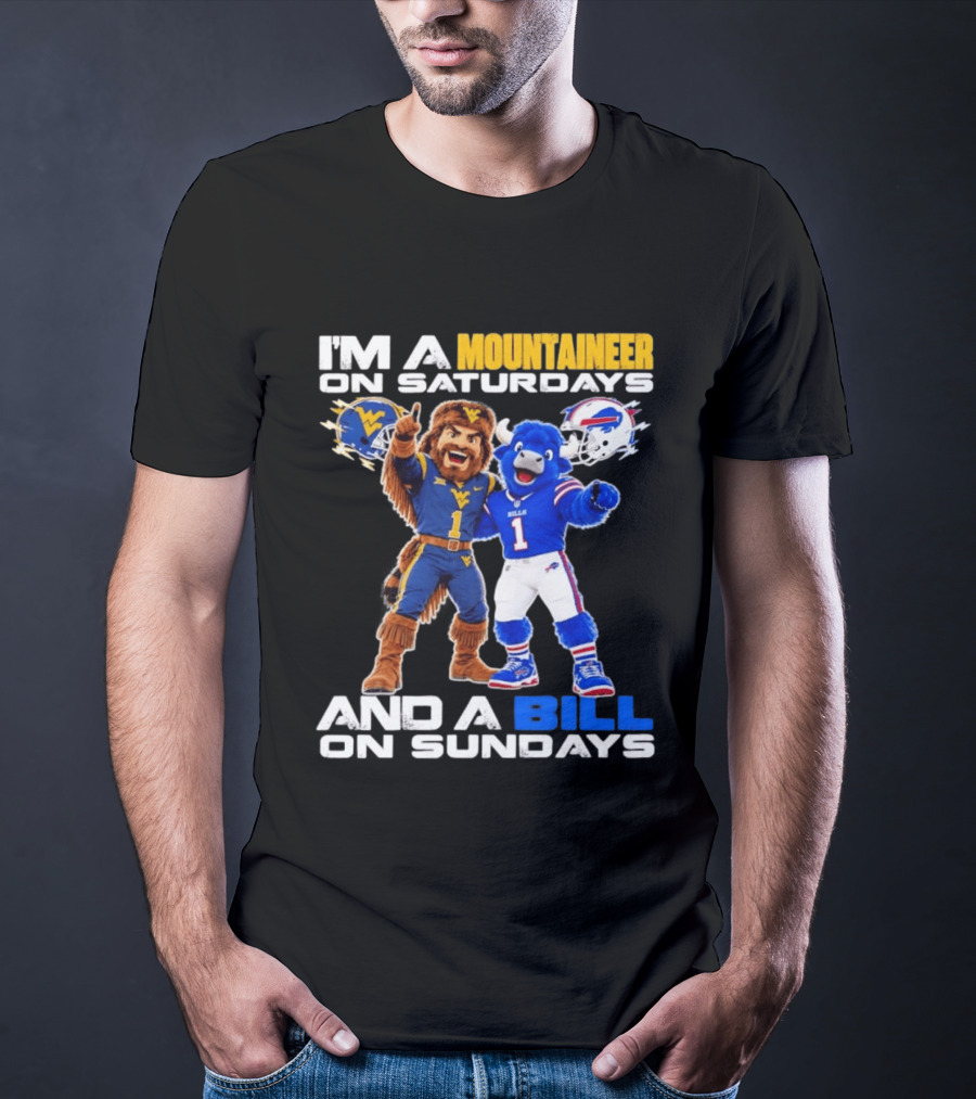 West Virginia Mountaineer And Buffalo Bills Fan Mascots Saturdays And Sundays T-Shirt