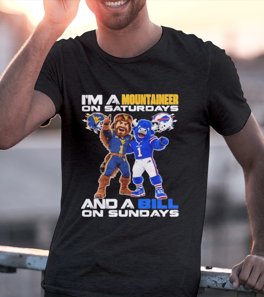 West Virginia Mountaineer And Buffalo Bills Fan Mascots Saturdays And Sundays T-Shirt