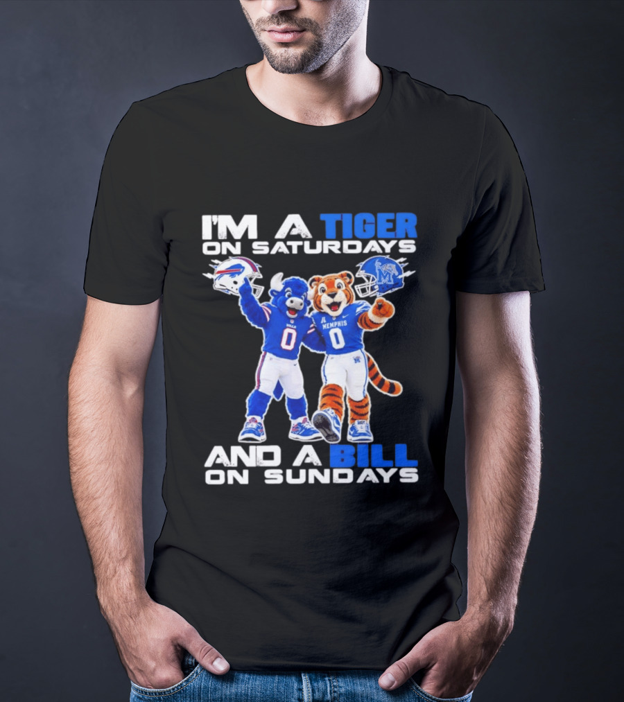 Memphis Tigers And Buffalo Bills Football Mascots Weekend Fan Pride T-Shirt