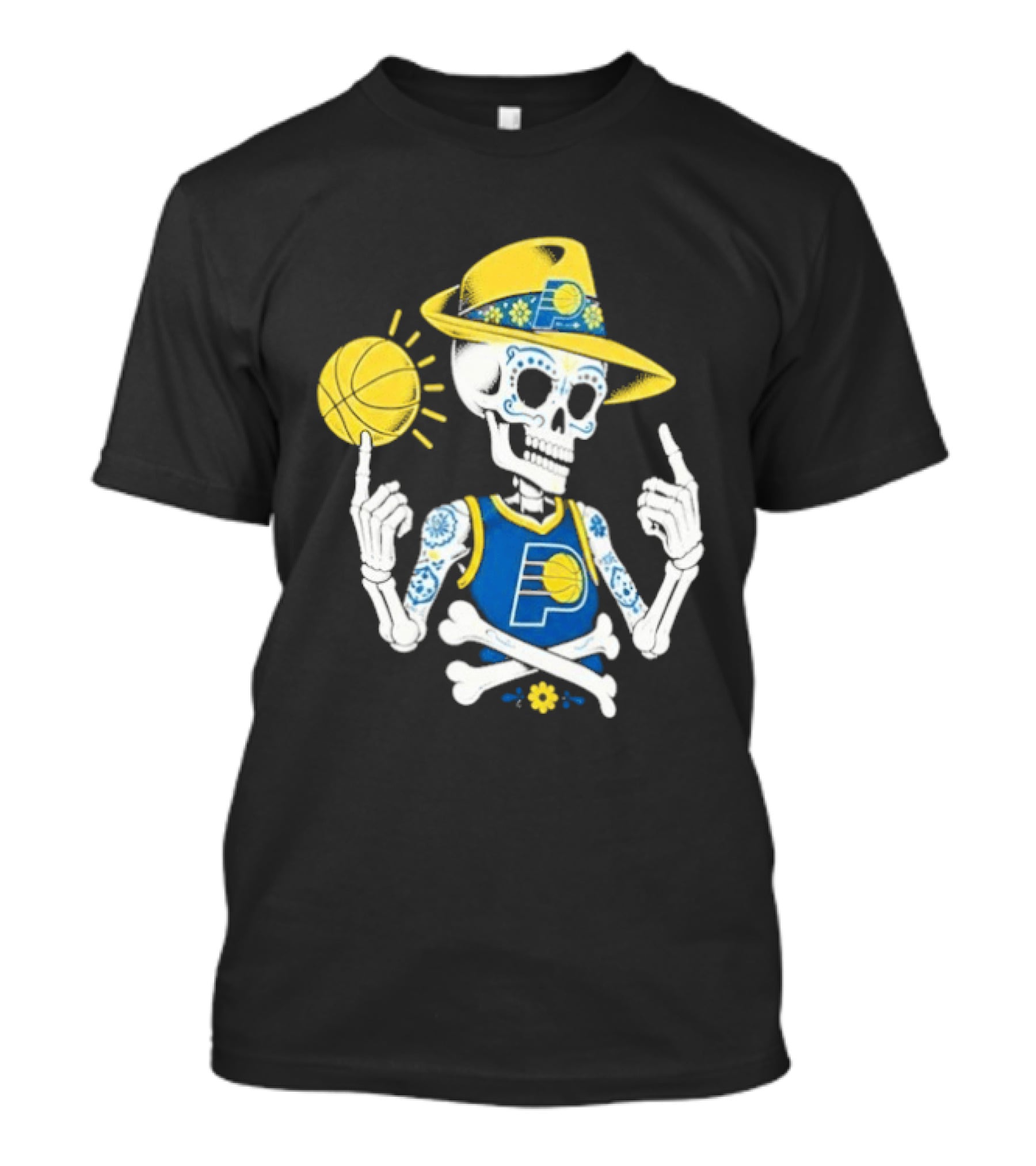 Indiana Pacers Mexico City CDMX Sugar Skull Skeleton Indy Game T-Shirt