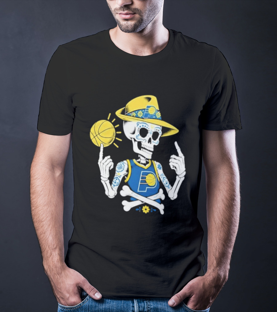 Indiana Pacers Mexico City CDMX Sugar Skull Skeleton Indy Game T-Shirt