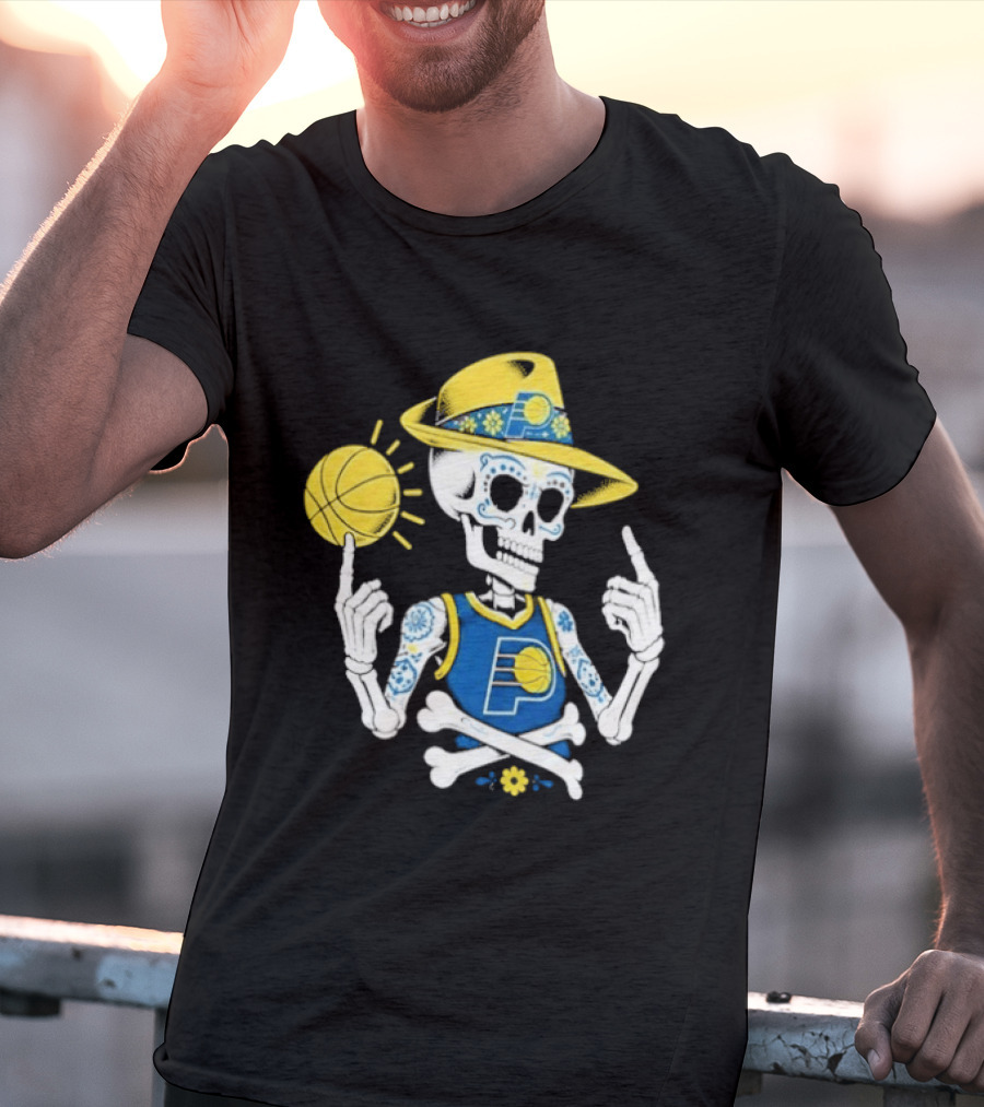 Indiana Pacers Mexico City CDMX Sugar Skull Skeleton Indy Game T-Shirt