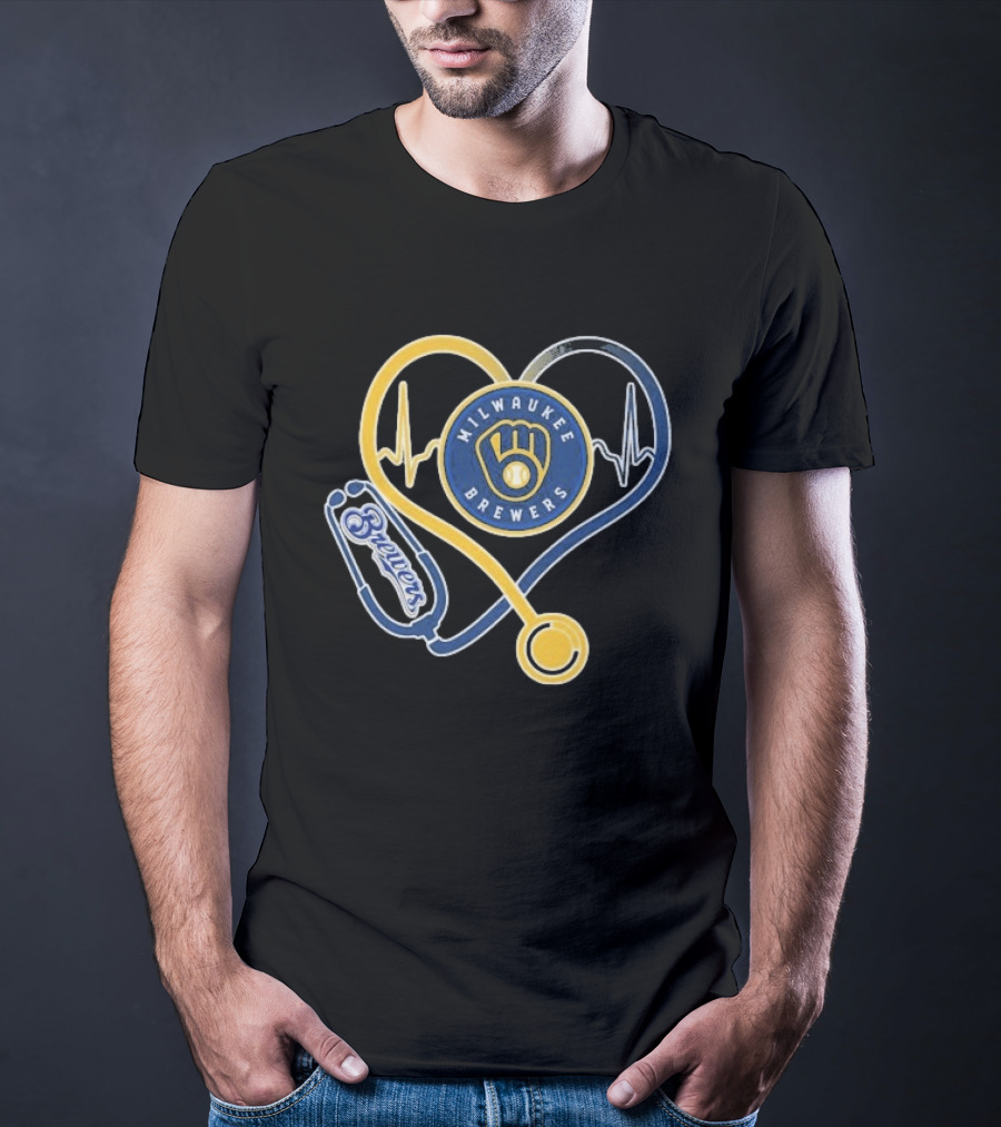 Milwaukee Brewers Nurse Stethoscope Heartbeat T-Shirt
