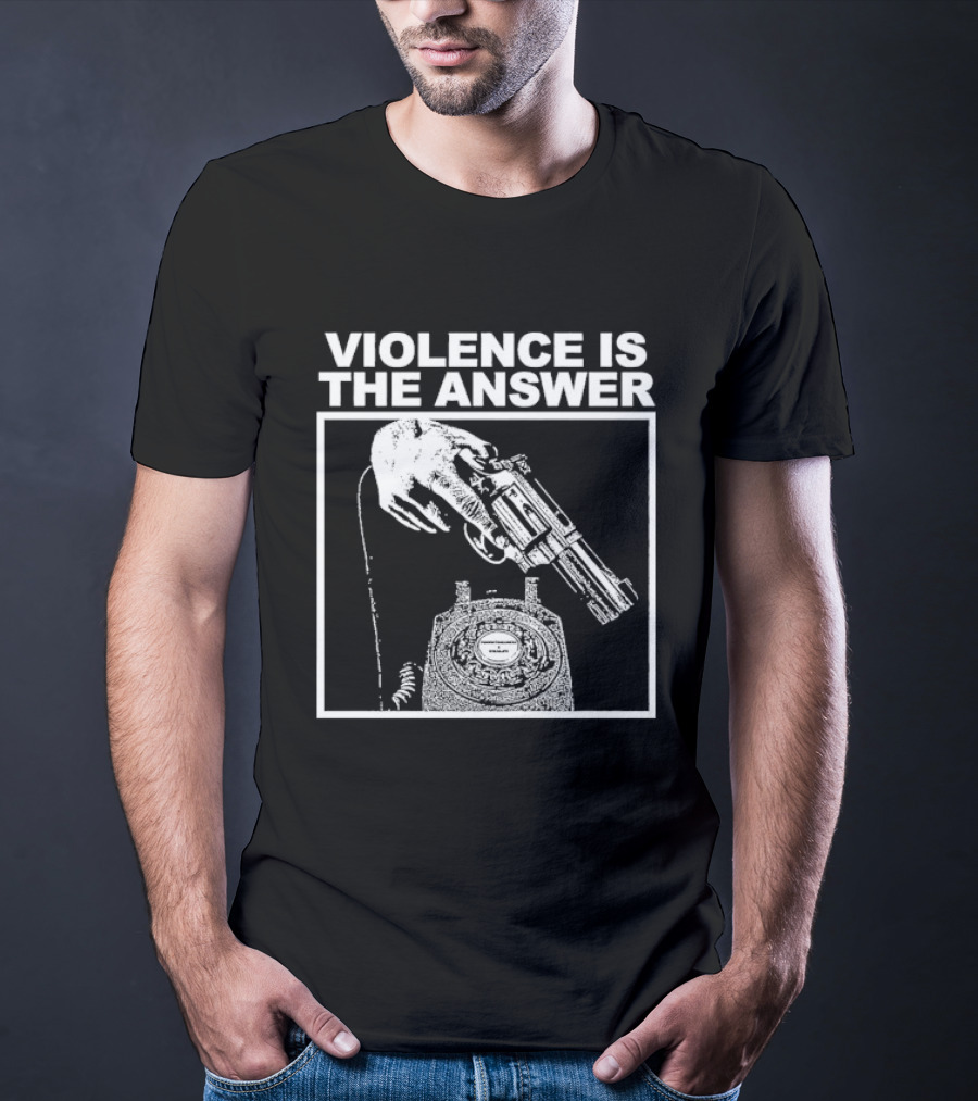 Violence Is The Answer Hand Gun Telephone T-Shirt
