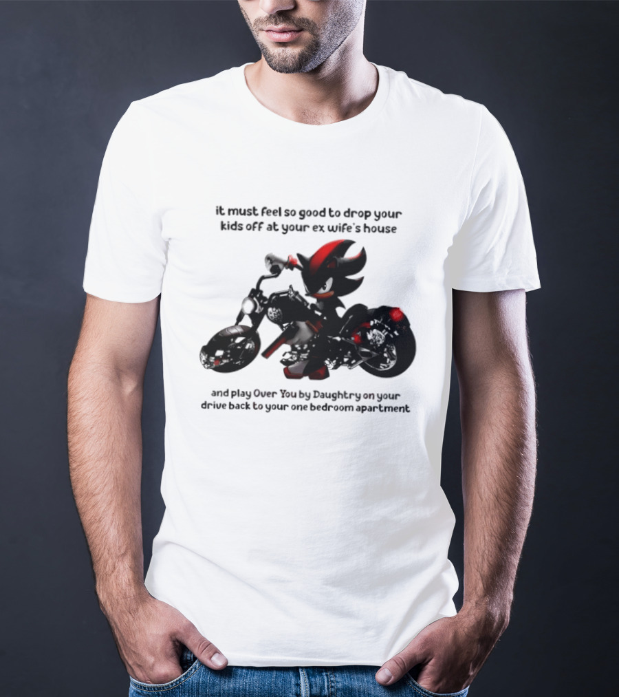 Shadow The Hedgehog Meme It Must Feel So Good To Drop Your Kids Off At Your Ex Wife's House And Play Over You By Daughtry T-Shirt
