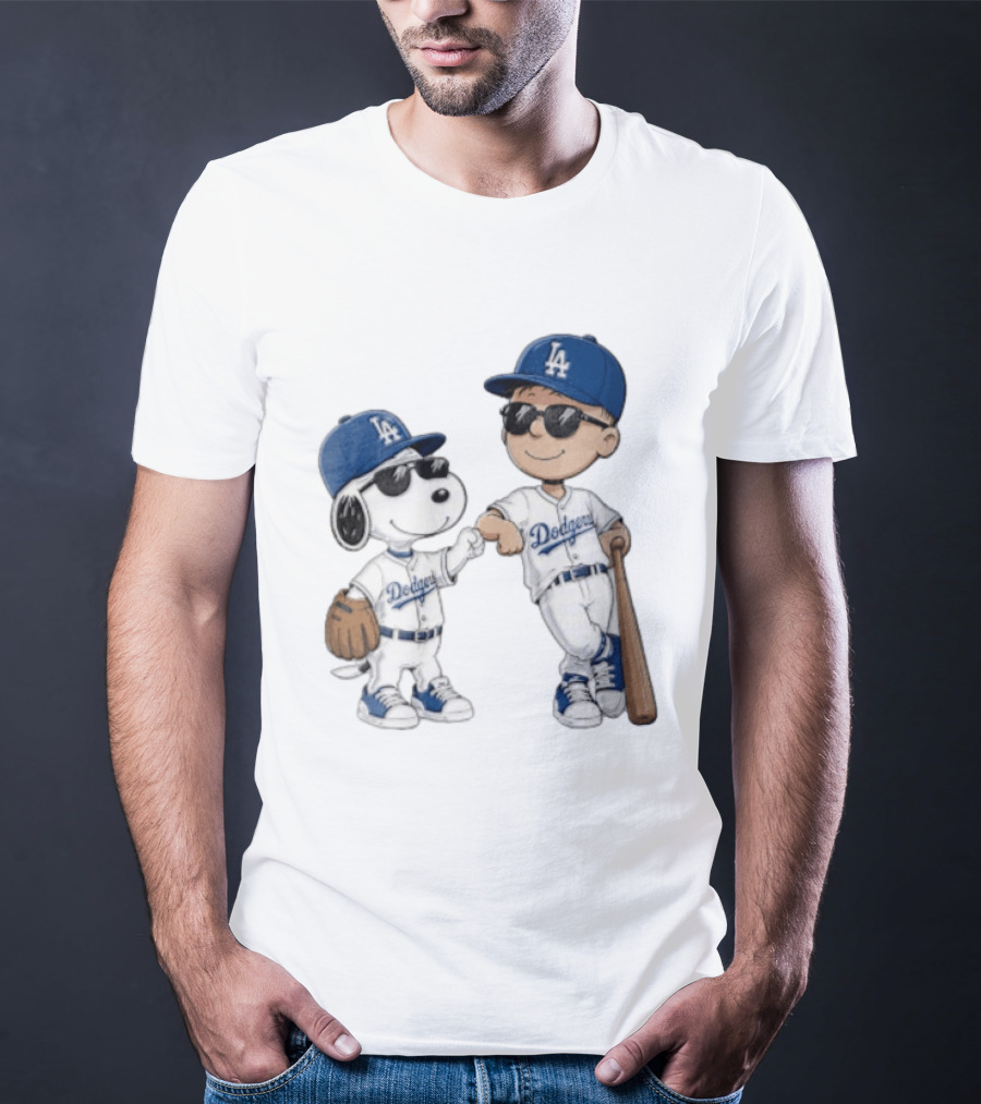 Los Angeles Dodgers Snoopy And Kid Baseball Team Spirit T-Shirt
