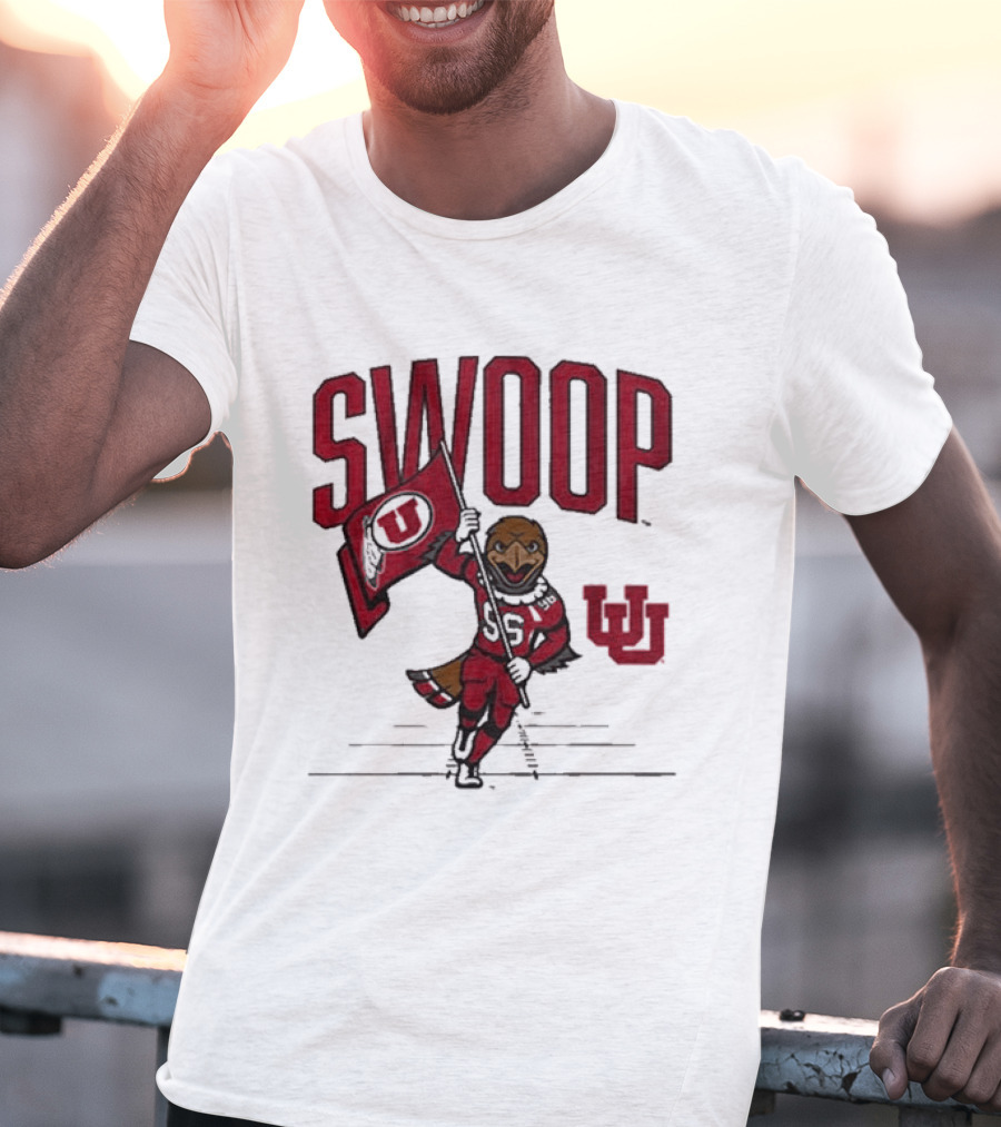Swoop Utah Utes Mascot Running With Flag T-Shirt