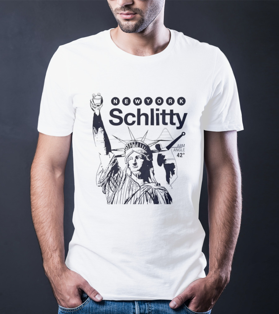 New York Schlitty Statue Of Liberty Baseball ABM Angle 42 Degrees T-Shirt
